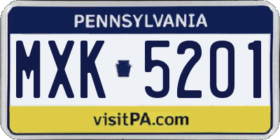 PA license plate MXK5201