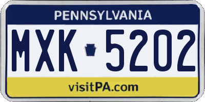 PA license plate MXK5202