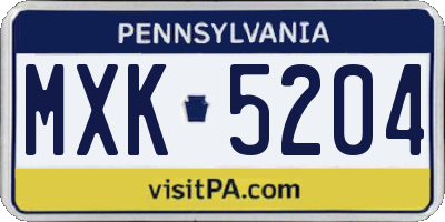 PA license plate MXK5204