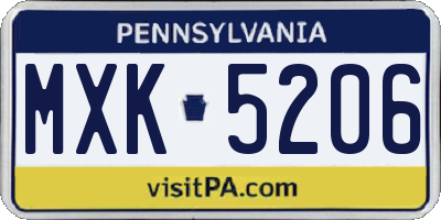 PA license plate MXK5206