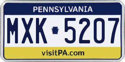 PA license plate MXK5207
