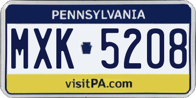 PA license plate MXK5208