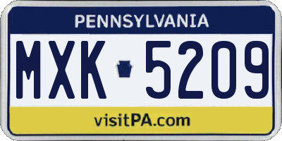 PA license plate MXK5209
