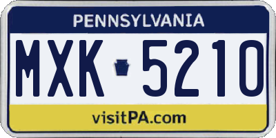 PA license plate MXK5210