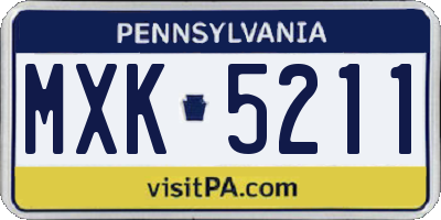 PA license plate MXK5211