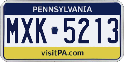 PA license plate MXK5213