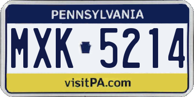 PA license plate MXK5214
