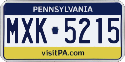 PA license plate MXK5215