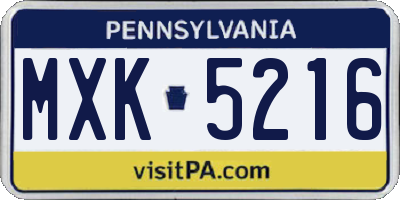 PA license plate MXK5216