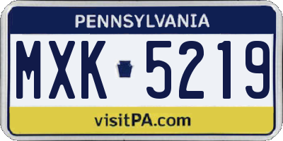 PA license plate MXK5219