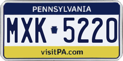PA license plate MXK5220