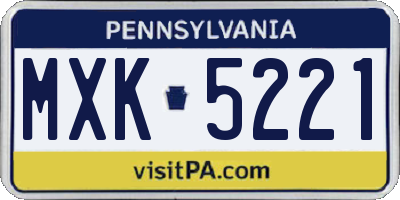 PA license plate MXK5221