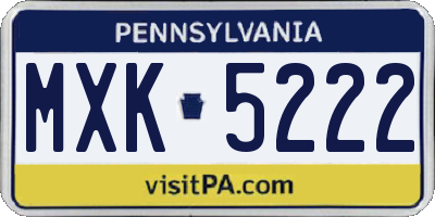 PA license plate MXK5222