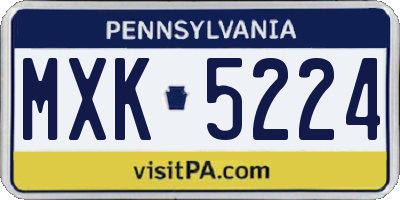 PA license plate MXK5224