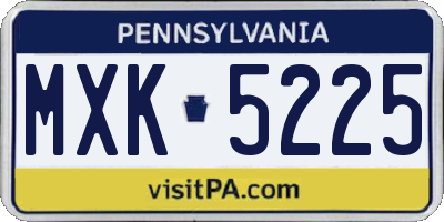 PA license plate MXK5225