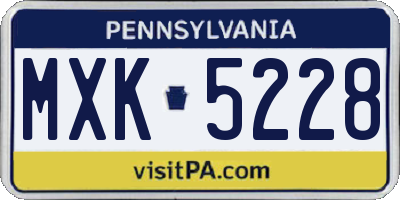 PA license plate MXK5228