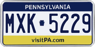 PA license plate MXK5229