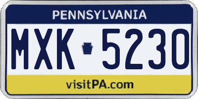 PA license plate MXK5230