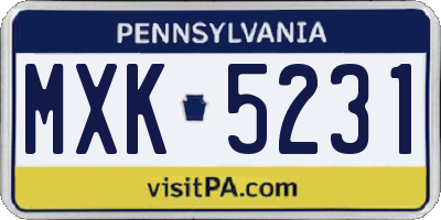 PA license plate MXK5231