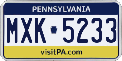 PA license plate MXK5233