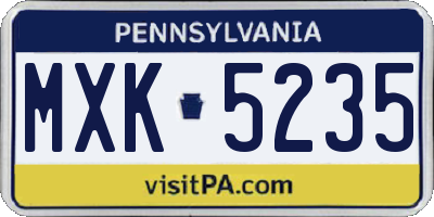 PA license plate MXK5235