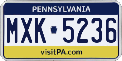 PA license plate MXK5236