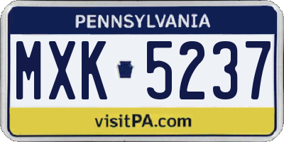 PA license plate MXK5237