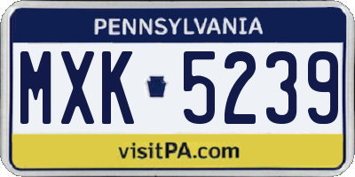 PA license plate MXK5239