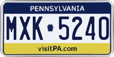 PA license plate MXK5240