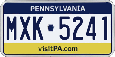 PA license plate MXK5241