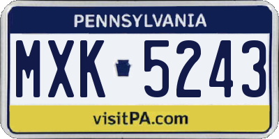 PA license plate MXK5243