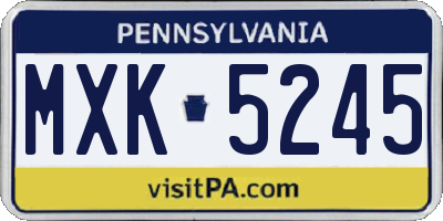 PA license plate MXK5245