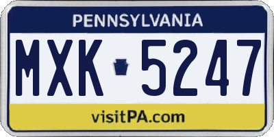 PA license plate MXK5247