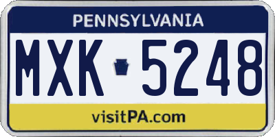 PA license plate MXK5248