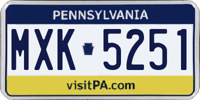 PA license plate MXK5251