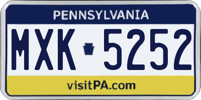 PA license plate MXK5252
