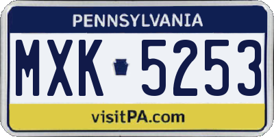 PA license plate MXK5253