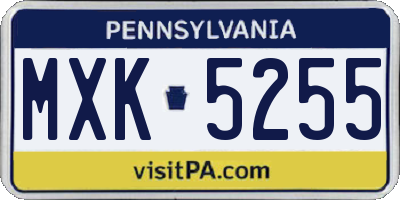 PA license plate MXK5255