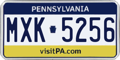 PA license plate MXK5256
