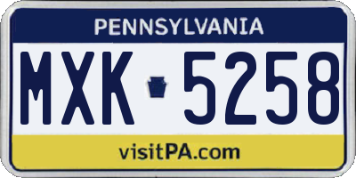 PA license plate MXK5258