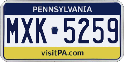 PA license plate MXK5259