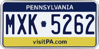 PA license plate MXK5262