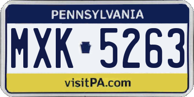PA license plate MXK5263