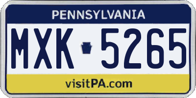 PA license plate MXK5265