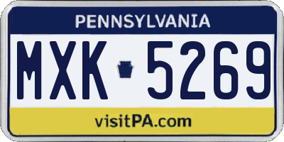 PA license plate MXK5269