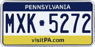PA license plate MXK5272