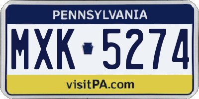 PA license plate MXK5274
