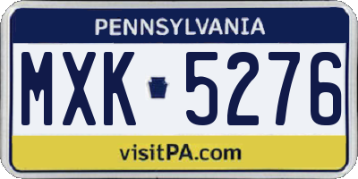 PA license plate MXK5276