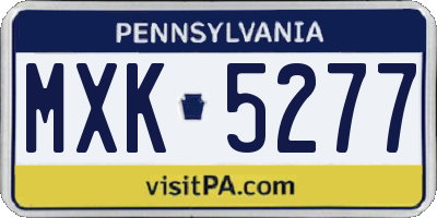 PA license plate MXK5277