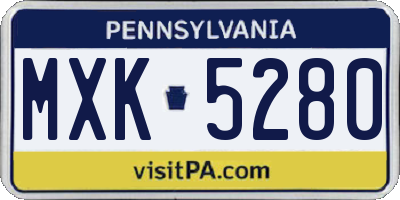 PA license plate MXK5280